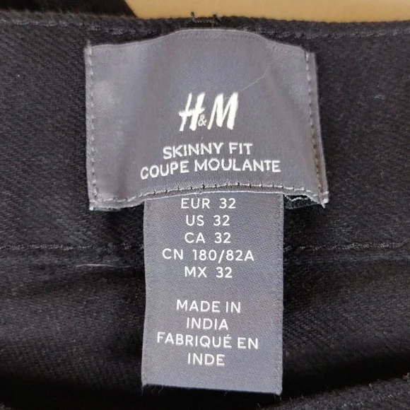 H&M Women's Black Skinny Cotton Stretchy Casual Modern Streetwear Everyday Jeans - Picture 4 of 11